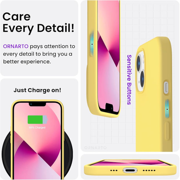 iPhone 13 Case, Liquid Silicone Case for 6.1 inch iPhone 13, Ultra-thin Case, Full Coverage Shockproof Protective Soft Case Lemon Yellow Lemon yellow