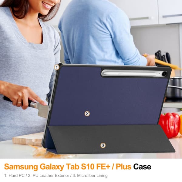 Samsung Galaxy Tab S10 FE Plus Tri-Fold-deksel med Pennholder [JUN]