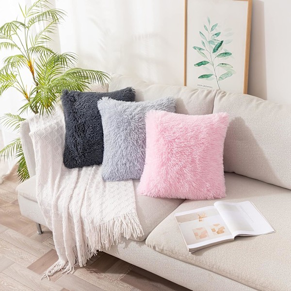 Tekoturkis Päällinen Pehmeä Reunus Neliö Söpö Tyynyliina Päällinen Olohuoneen Sohvalle 40 x 40 cm Sininen Harmaa 2 kpl