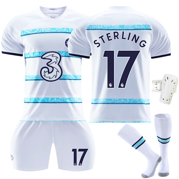 Chelsea F.C. udebanetrøje 22-23 Kante fodboldtrøje til børn Sterling 17 Med sokker+beskyttelse Sterling 17 With socks+protect #24