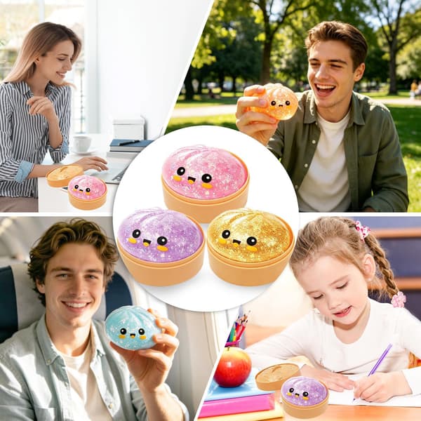 Glitter Dumpling, Glitter Dumpling Squishy med eske, Dumpling sensorisk klemmeleke for stresslindring Gull