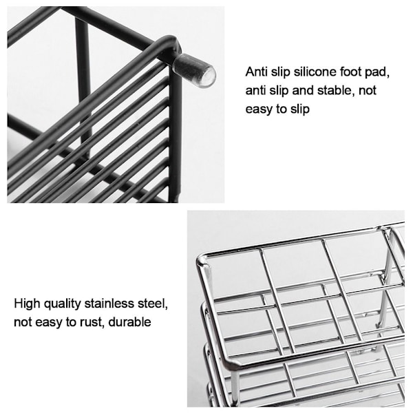 Tandbørsteholder Opbevaringsstativ SORT 6 GRID black
