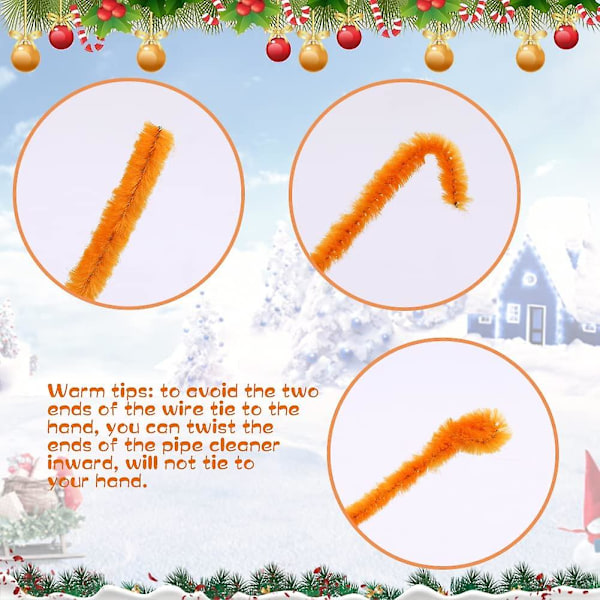 180 kpl chenille-piipunpuhdistimia, oransseja piipunpuhdistimia, jouluisia piipunpuhdistimia chenille-varsia tee-se-itse-taiteeseen, askarteluun ja koristeisiin (go