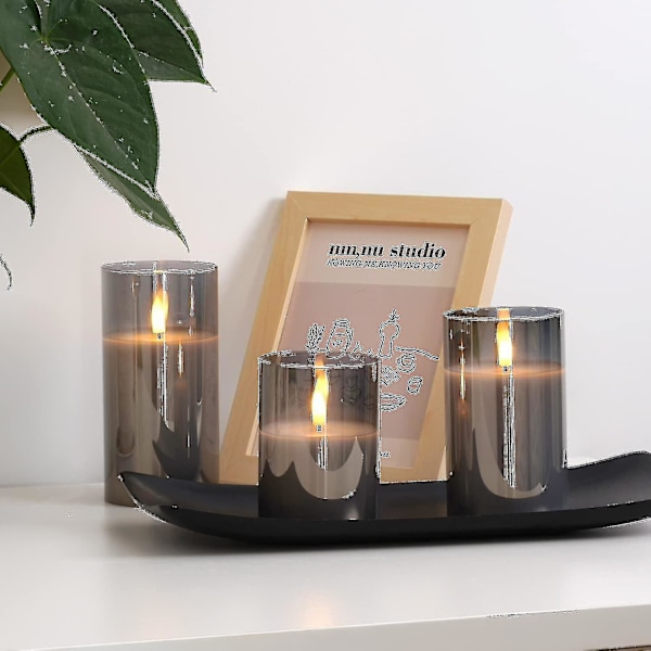 Glas LED-ljus, batteridrivna ljus, pelarljus med fjärrkontroll och timer