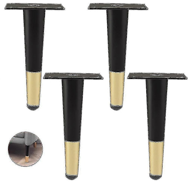 Sæt med 4 Møbelben, Skrå Sofa Ben, Bordben Skab Ben Sengeramme Metal Ben, Til Kaffebord, Skabe Og Sofaer, Belastningskapacitet 300kg guld sort gold black 25cm