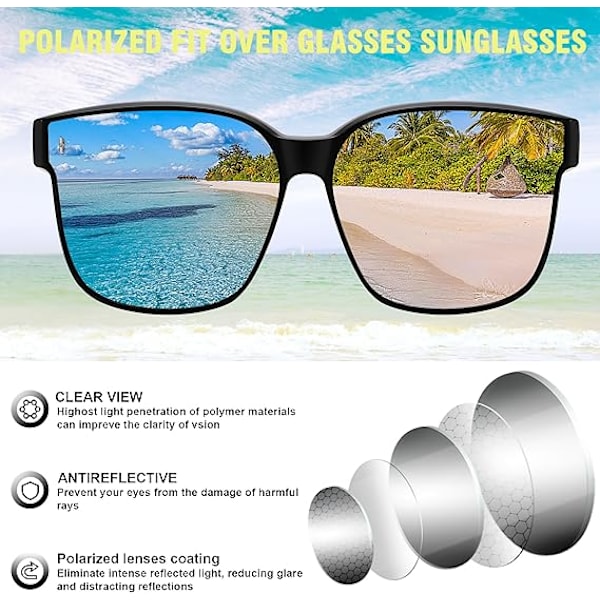 Solbriller Passer Over Briller Oversized Polariserede Skinnende til Kvinder Solbriller UV400 B0269