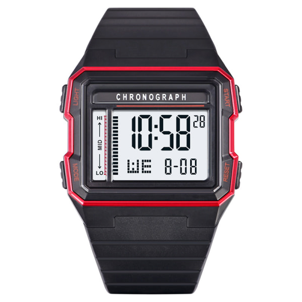 Fyrkantig elektronisk watch för vuxna SportSimning Vattentät LED