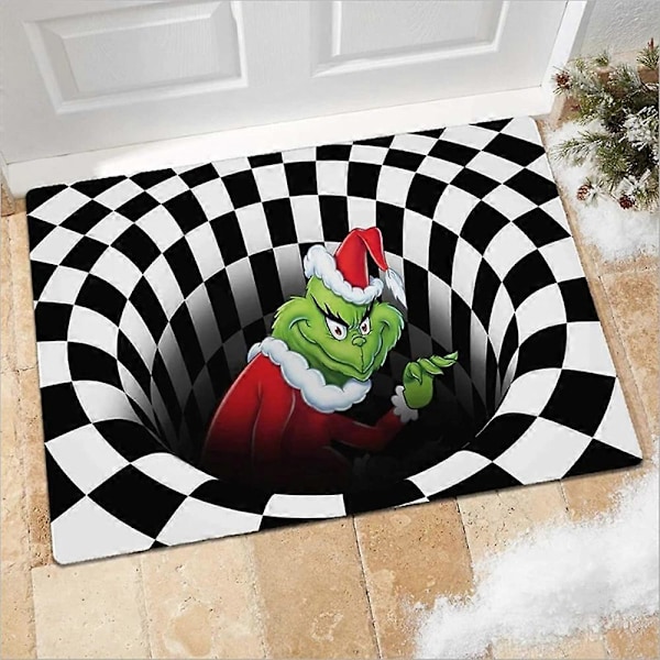 Grinch Joulumatto Liukumaton 3D Illuusio Tervetuloa Ovimatto Joulu Kodin Sisustus Lahja (FMY) B