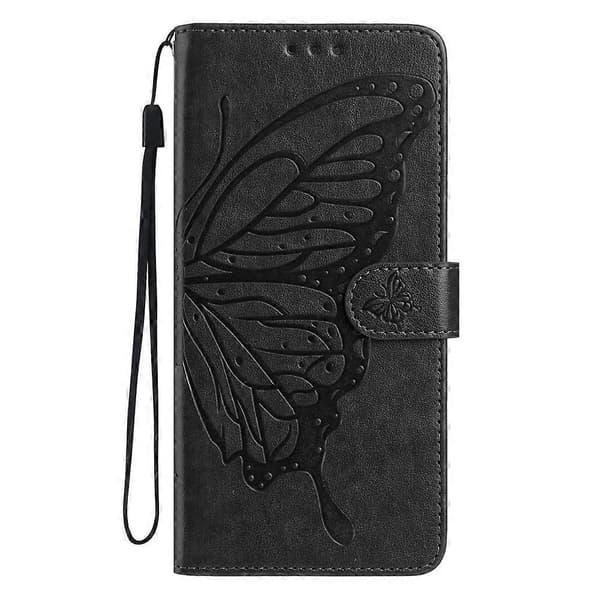 Fjärilstryck PU Läder Plånboksfodral för Samsung Galaxy S25 FE[JUN] Black