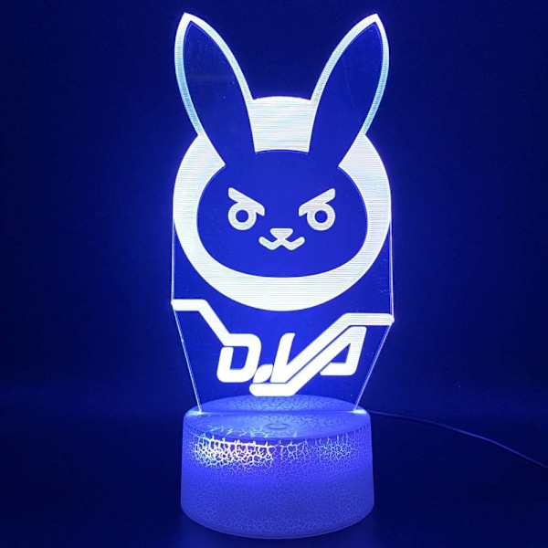 Overwatches OW Spil Figur Dva Lampe 3D Illusion Natlampe,