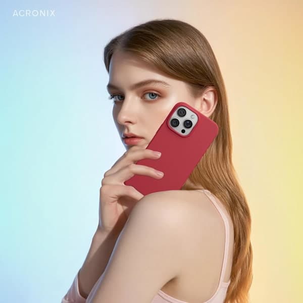 Flydende silikonecover til iPhone 16 Pro, stødsikker blød fuld beskyttelse (rød) iPhone 16 Pro Red