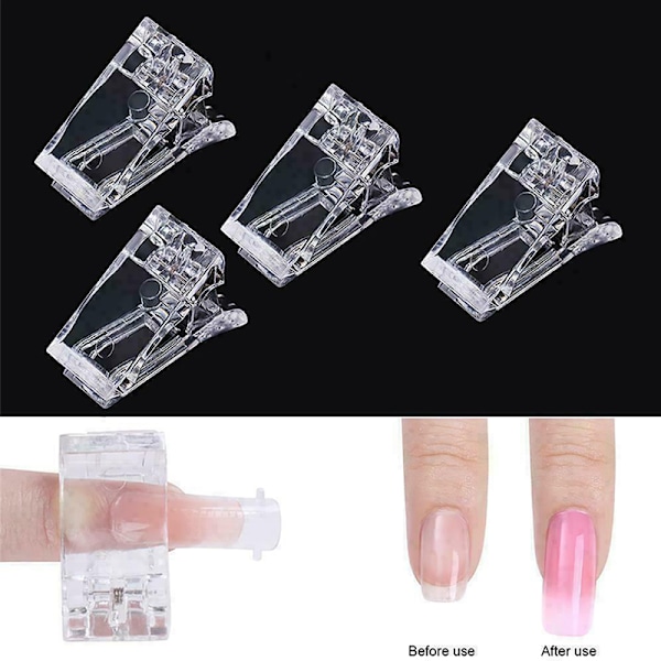 5 stk. Negletip-klemmer Transparent Poly Gel Forlængelsesbygger Klemme 5 PCS