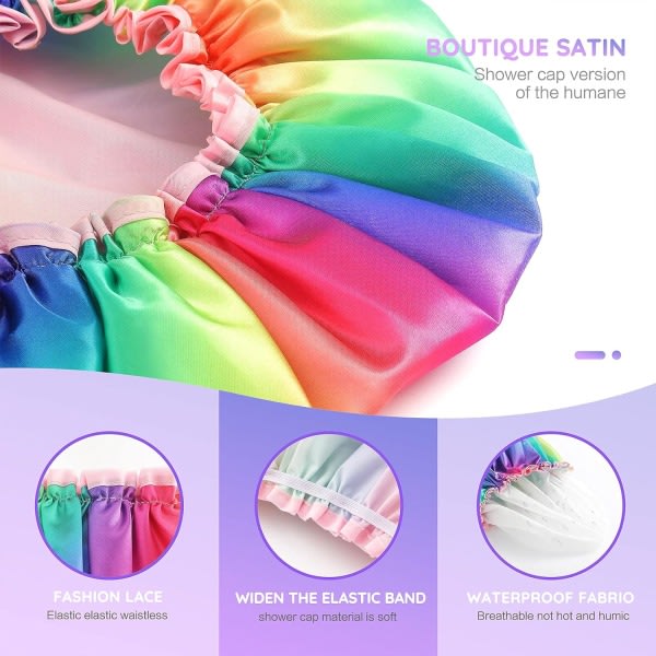 Vattentät återanvändbar tvättbar mössa för kvinnor och flickor, mössa med mjukt PVC-foder för barn, Fashion Rainbow mössa (medium (1-pack)