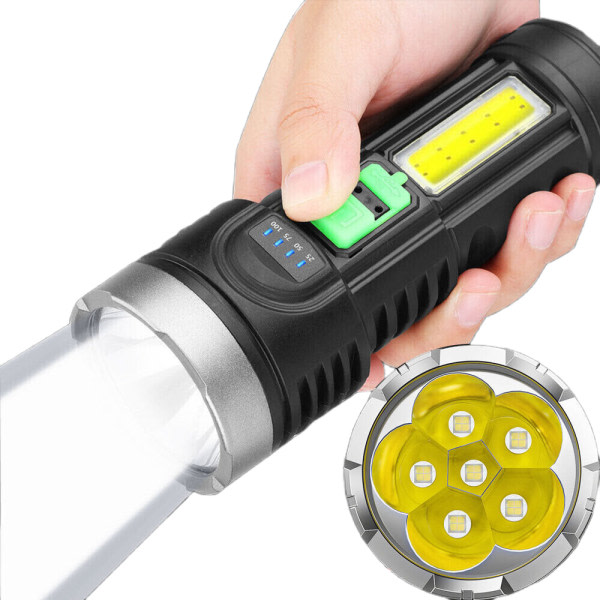 1500000LM 6 LED Ficklampa Super Bright Torch USB Rechargeab