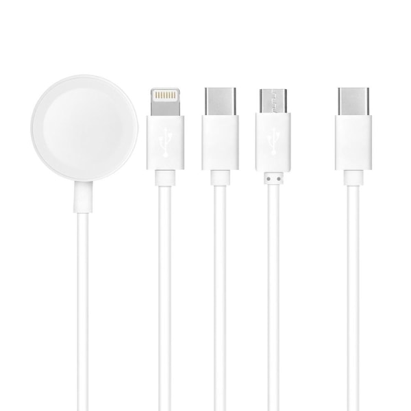 4w1 Lightning+USB-C+MicroUSB+Apple Watch Kabel til USB-C 90