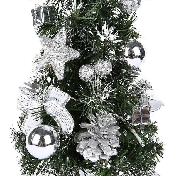 Batteridriven LED Mini Julgran med Ljus, 40cm[JUN] Silver