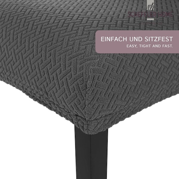 4-delat elastiskt flanellstolskydd / antracit / gungstol c