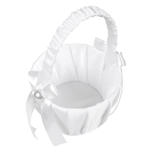 2-pack bröllopsblomkorg i satin med rosett, blomkorg för fest med rosett [JUN]