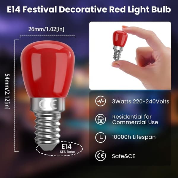 Flerfarget E14 LED-pære, 3W for festlig dekor [JUN]