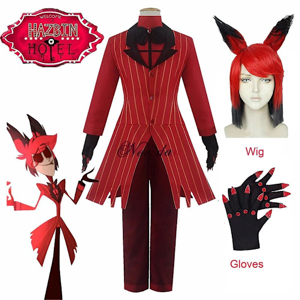 Hazbin Hotel ALASTOR Yksimuotoinen Cosplay-asu Mies Naisen Halloween-asu Täysi setti ALASTOR-asu ALASTOR Costume L