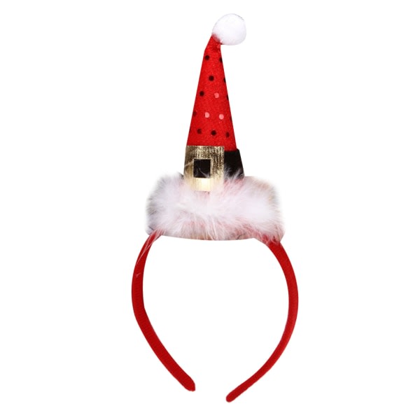 Plysch Tomteluva Pannband Stickad Xmas Hat Hårband Jul