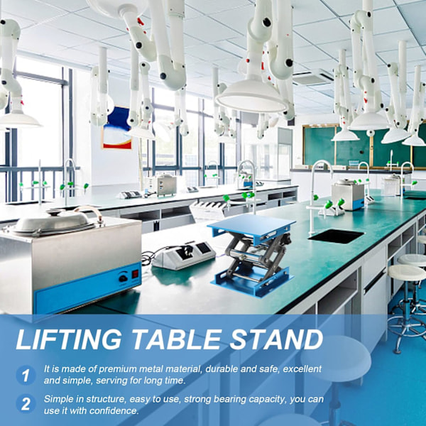 2 stk. Lab Løftebord Laboratorium Sakseløft Lab Stativ Mini Løft Manuelt Arbeidsbord Aluminium