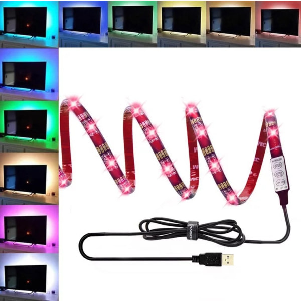 LED-TV 2m, 16 lägen och 4 färger, drivs av USB. LED-TV 2