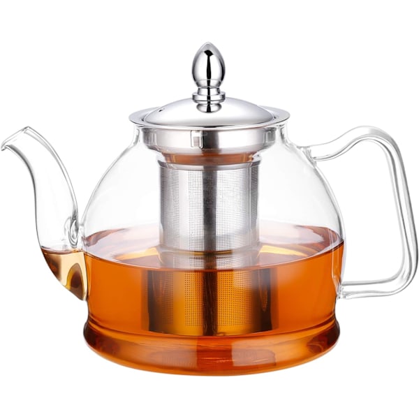 1000 ml glas tekanna med avtagbar infuser, spisvänlig tekanna