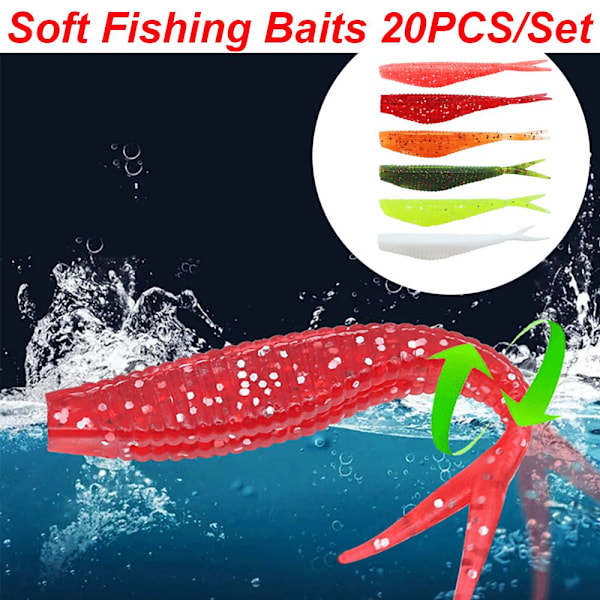 20ST/ Set Mjuka Fiskedrag Mjuka Beten GUL