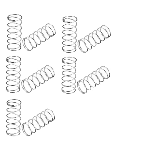 Kompresjonsfjærtrådiameter 0,039\", OD 0,63\", Fri lengde 1,57\" Langstrakt spiralfjær i stål 10 stk