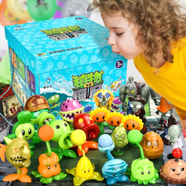 Ny roll PLANTER VS ZOMBIES 2 PVZ Leksaker Full Set Present till pojkar Boxpackade barndockor Action Figur Modell Presentkarta 22 role set