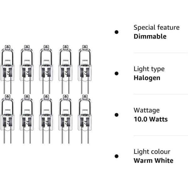 G4 Halogenlampor 12V - Varmvita 10W 10W 10pcs