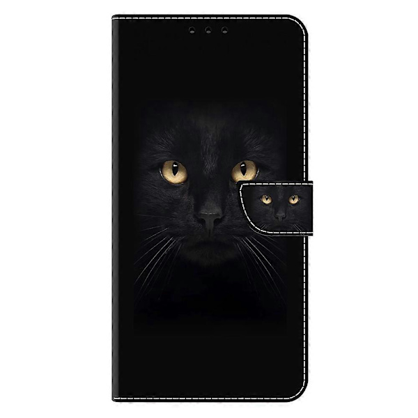 Magnetisk Lås Læder Wallet Case til iPhone 17[JUN] Black Cat Black