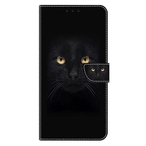 Magnetisk Lås Lær Lommebok Etui for iPhone 17[JUN] Black Cat Black