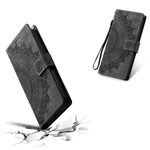 For iPhone 14 Pro Case Embossed Totem Skin Feel Wallet Leather Phone Case_yux