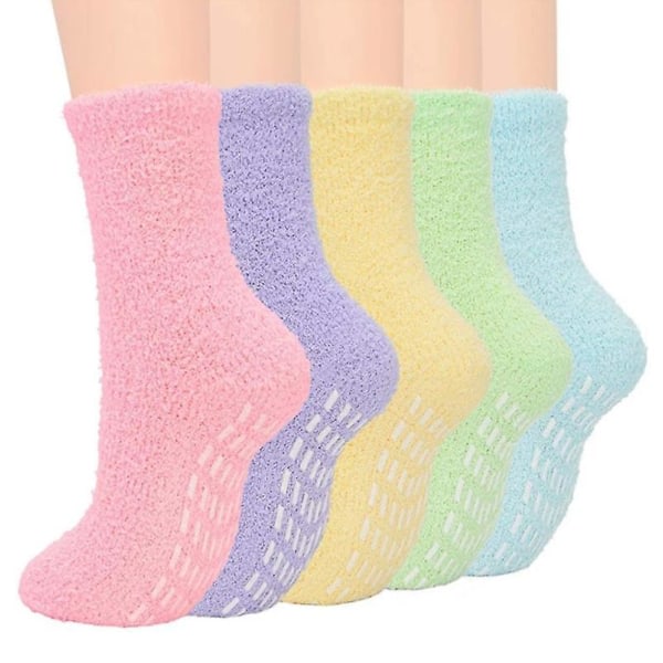 5 Pairs Women's Warm Super Soft Plush Socks Super Fine Round Nec