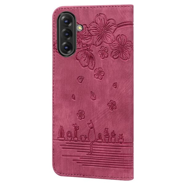 Sakura Kat Design Hard Case Kompatibel med Samsung Galaxy A56 / A36[JUN] Vinrött