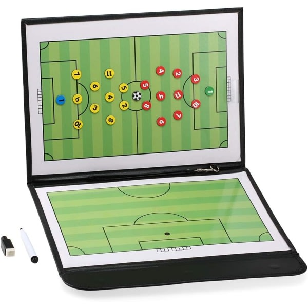 Foldbar fodboldfodbold magnetisk taktiktavle med strategitavle med markørbrikker og 2-i-1 pen