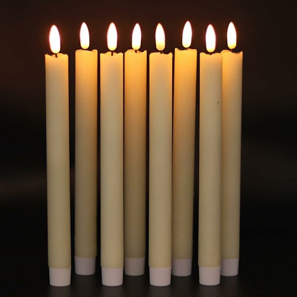 Set med 6 Fladdrande Flamlösa Ljus med 10-Knapps Fjärrkontroll, Batteridrivna, 3D-Veck, Äkta Vax Fönsterljus, Juldekoration