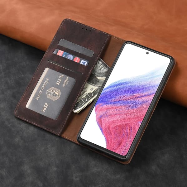 Læderpung etui til Samsung Galaxy S24 S23 S22 S21 S20 FE Kaffe[JUN] For S20 FE Coffee