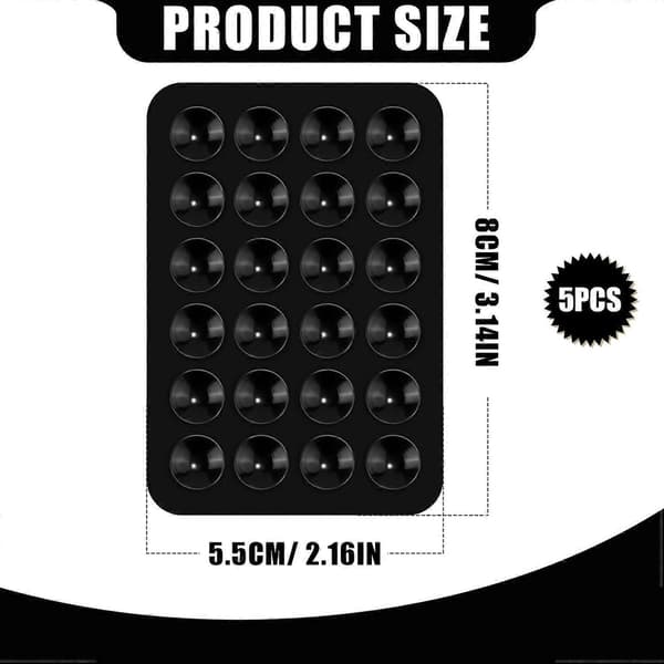 5-pack Silikon Sugpropp Telefonhållare, Multifunktionell Bilhållare [JUN] Black