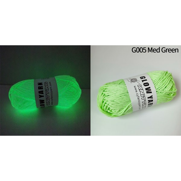 Functional Yarn Glow Polyester Luminous Chunky Yarn 2mm Med green