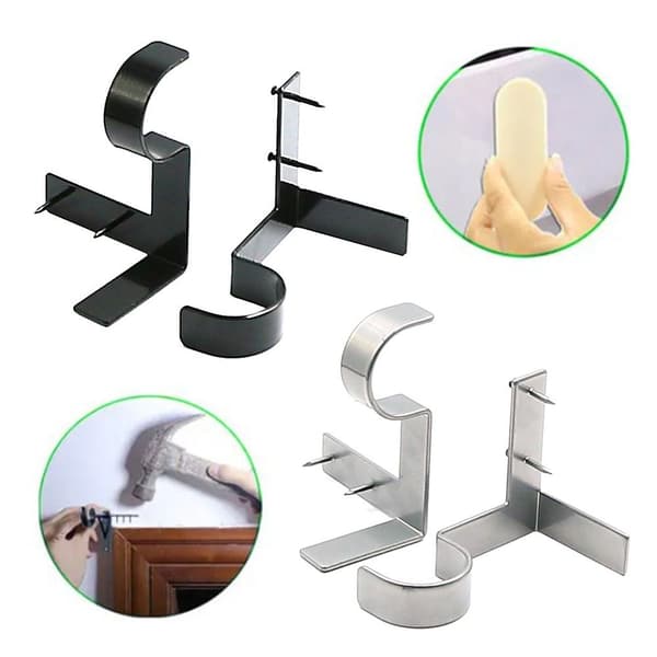Sølvfargede gardinstangbraketter - 3-pakning [JUN] 3Pcs-3Pcs Silver