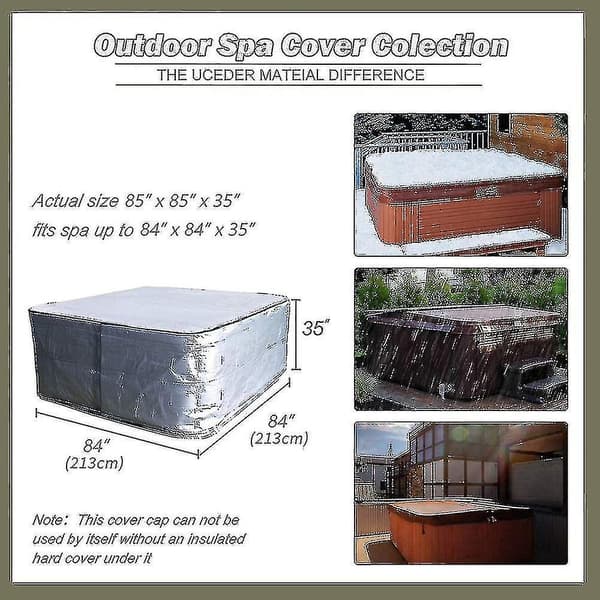Stort 84x84 tommer vandtæt spa-cover til spabade - Solbeskyttelse[JUN]