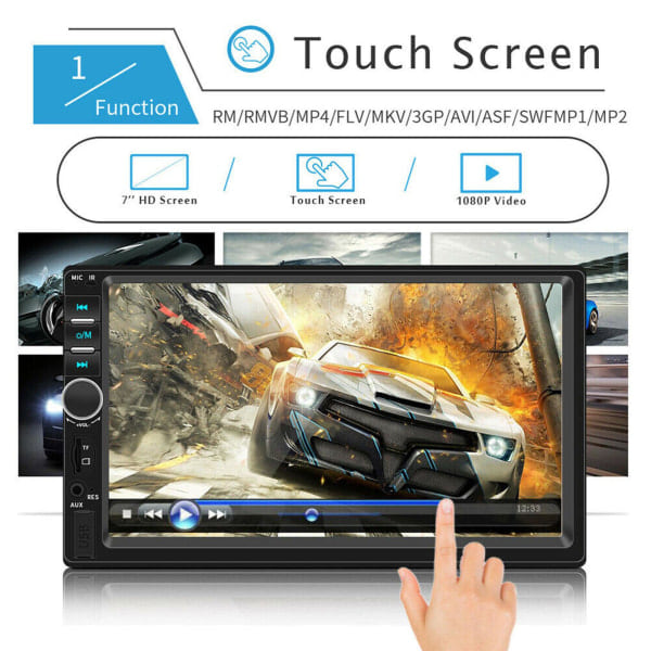 7\" Double DIN Autoradio MP5-soitin Bluetooth-kosketusnäytöllä