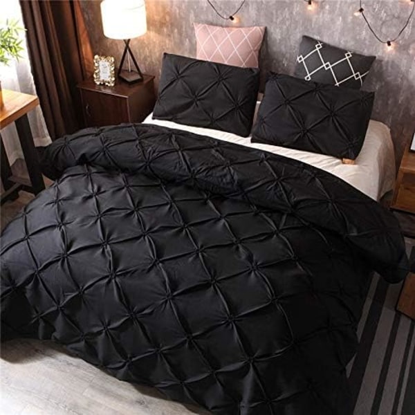 3-delt luksuriøst sengetøysett med rynker og glidelås og hjørner