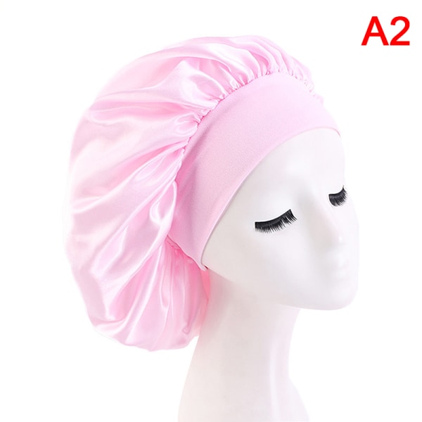 Fashion Big Size Satin Silk Bonnet Sleep Night Cap Head Cover Pink