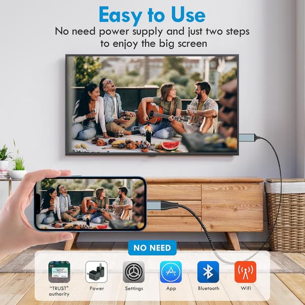Lightning til HDMI-adapterkabel for iPhone til TV, 1080P HD