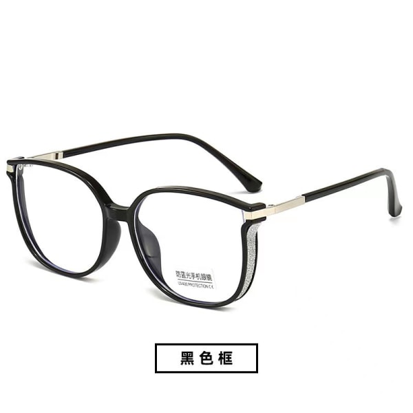Anti-blått ljus läsglasögon för kvinnor Bling överdimensionerad båge Presbyopia glasögon Strength 2.5 Black