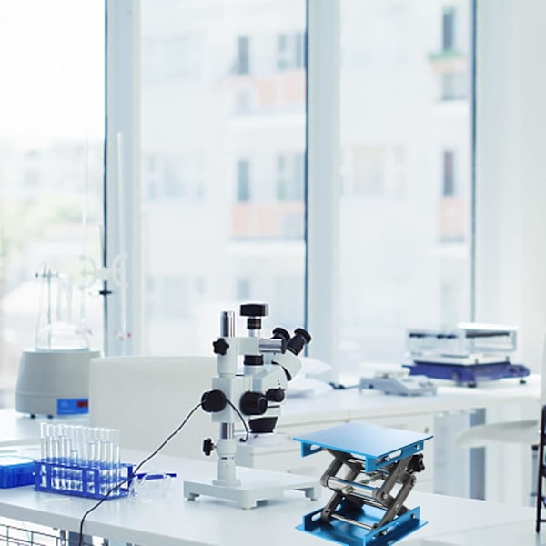 2 stk. Lab Løftebord Laboratorium Sakseløft Lab Stativ Mini Løft Manuelt Arbeidsbord Aluminium